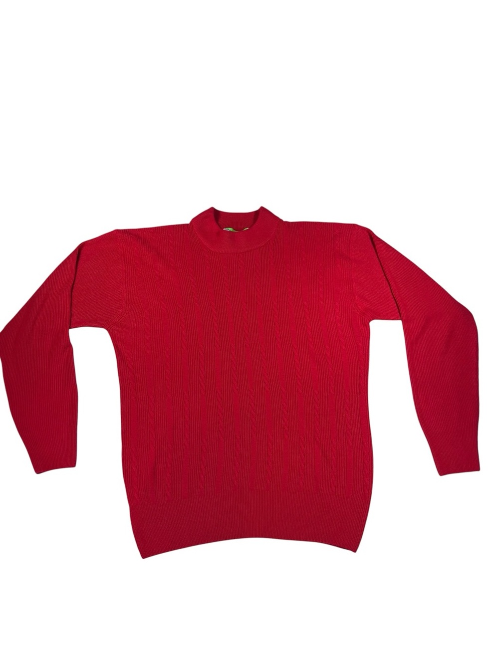 Isabella Vintage Red Cable Knit Mock Neck Sweater Women’s L